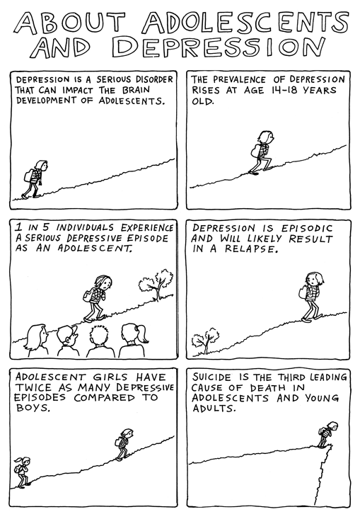 Cartoon by Cara Bean about Adolescents and Depression Cartoon by Cara Bean about Adolescents and Depression