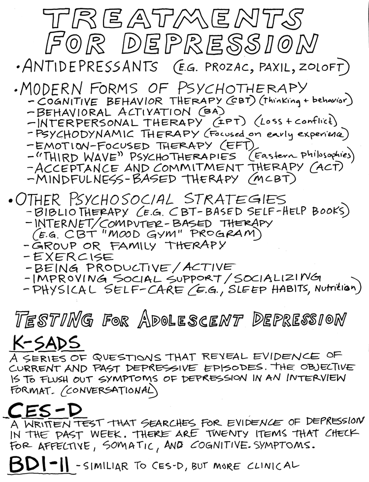 Cartoon by Cara Bean about Treatment for Depression Cartoon by Cara Bean about Treatment for Depression