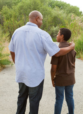 Father and son walking Father and son walking